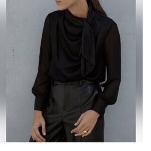 Zara Black Sheer Back Blouse